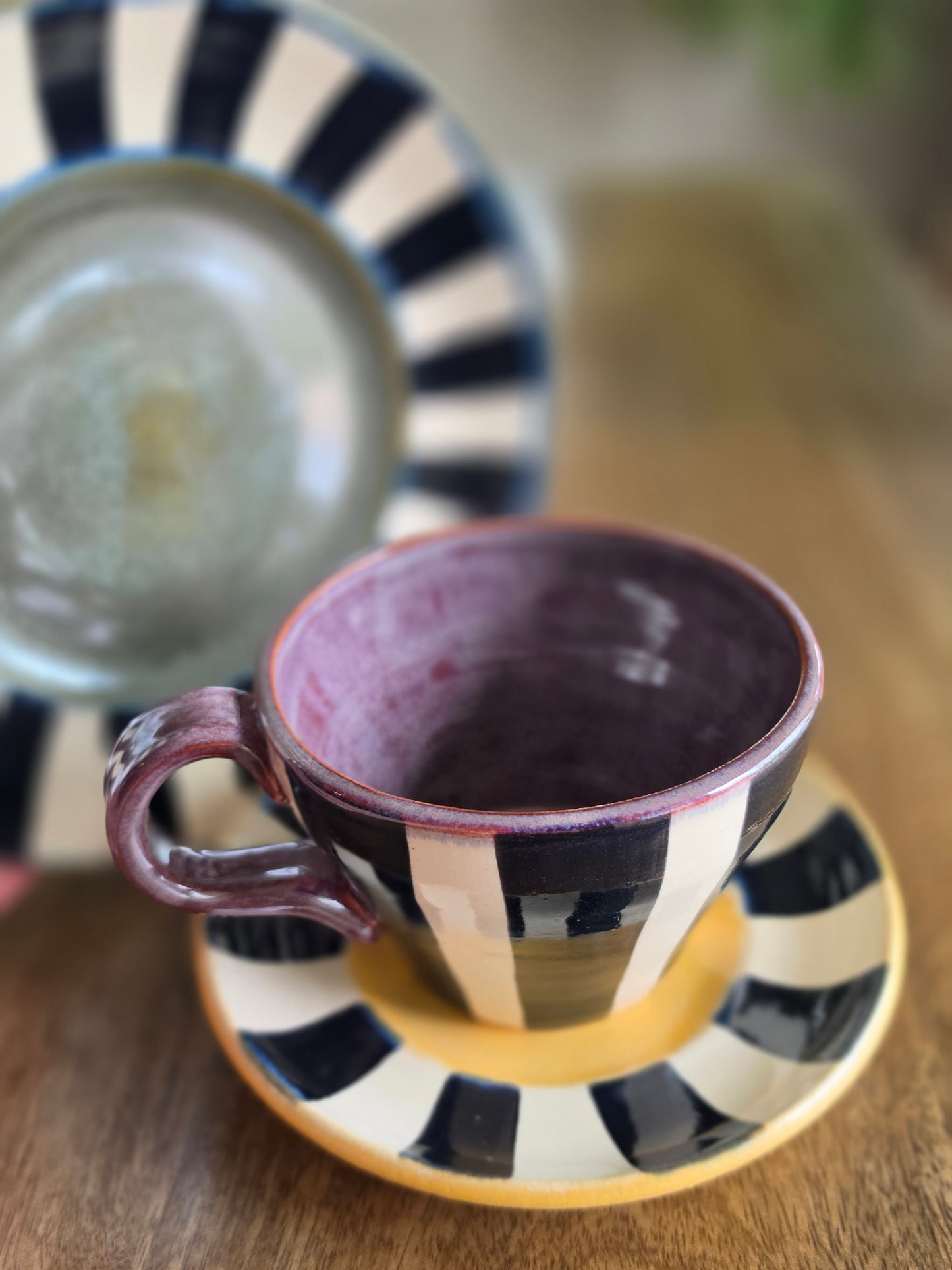 Handmade Whimsical Striped Coffee Cup Trio