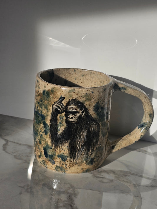 Hand-Painted Bigfoot Speckled Ceramic Mug
