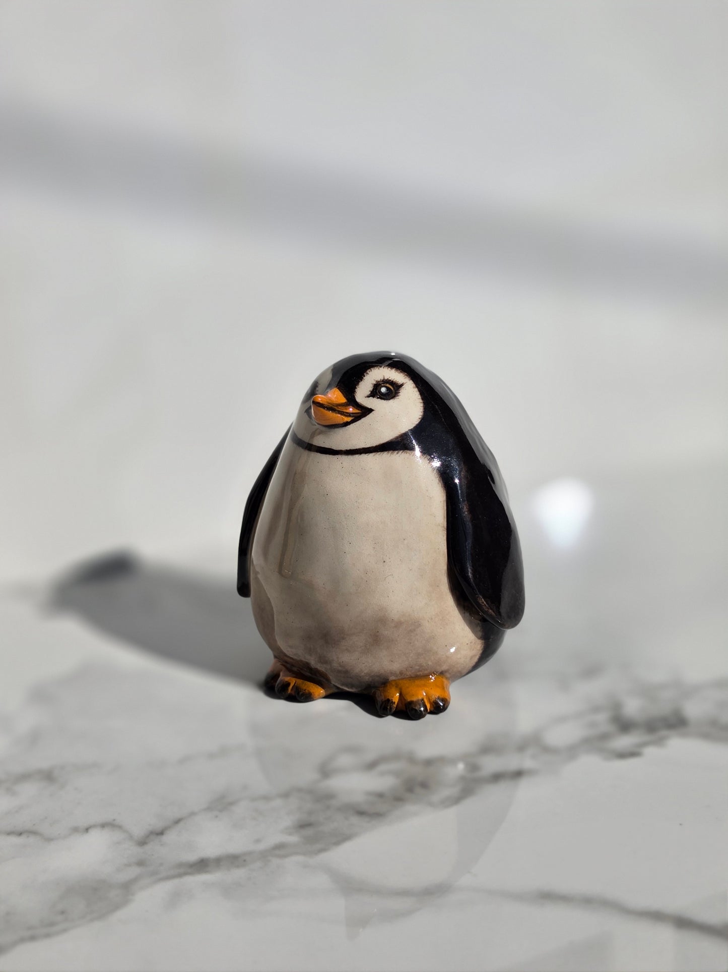 Ceramic Penguin Keepsake Holder & Desk Companion