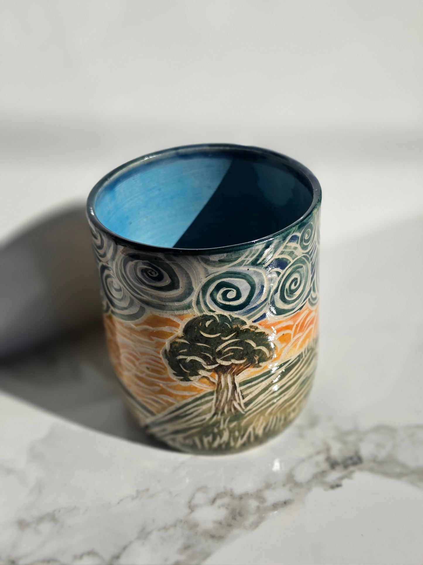 Whirling Wind: Sgraffito Stoneware Vessel