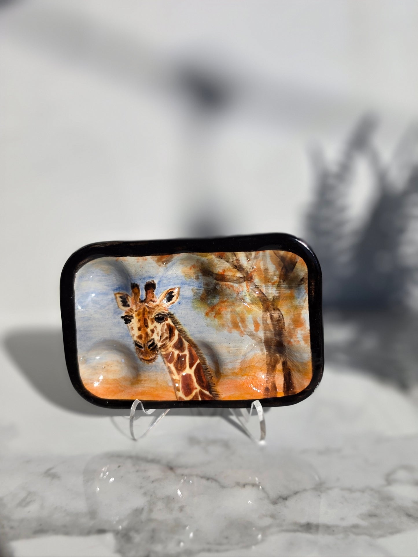 Hand-Painted Giraffe Ceramic Paint Palette