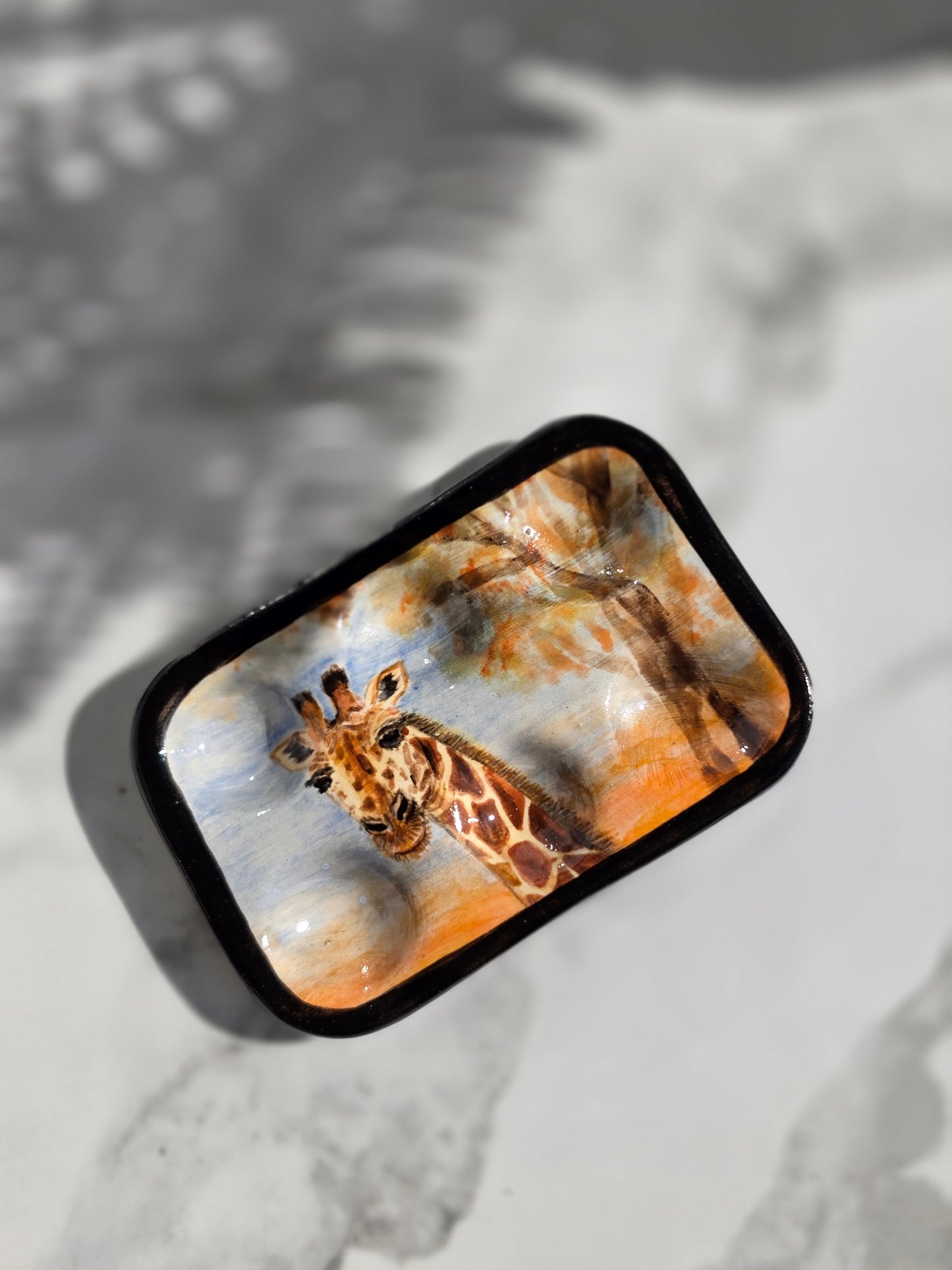 Hand-Painted Giraffe Ceramic Paint Palette