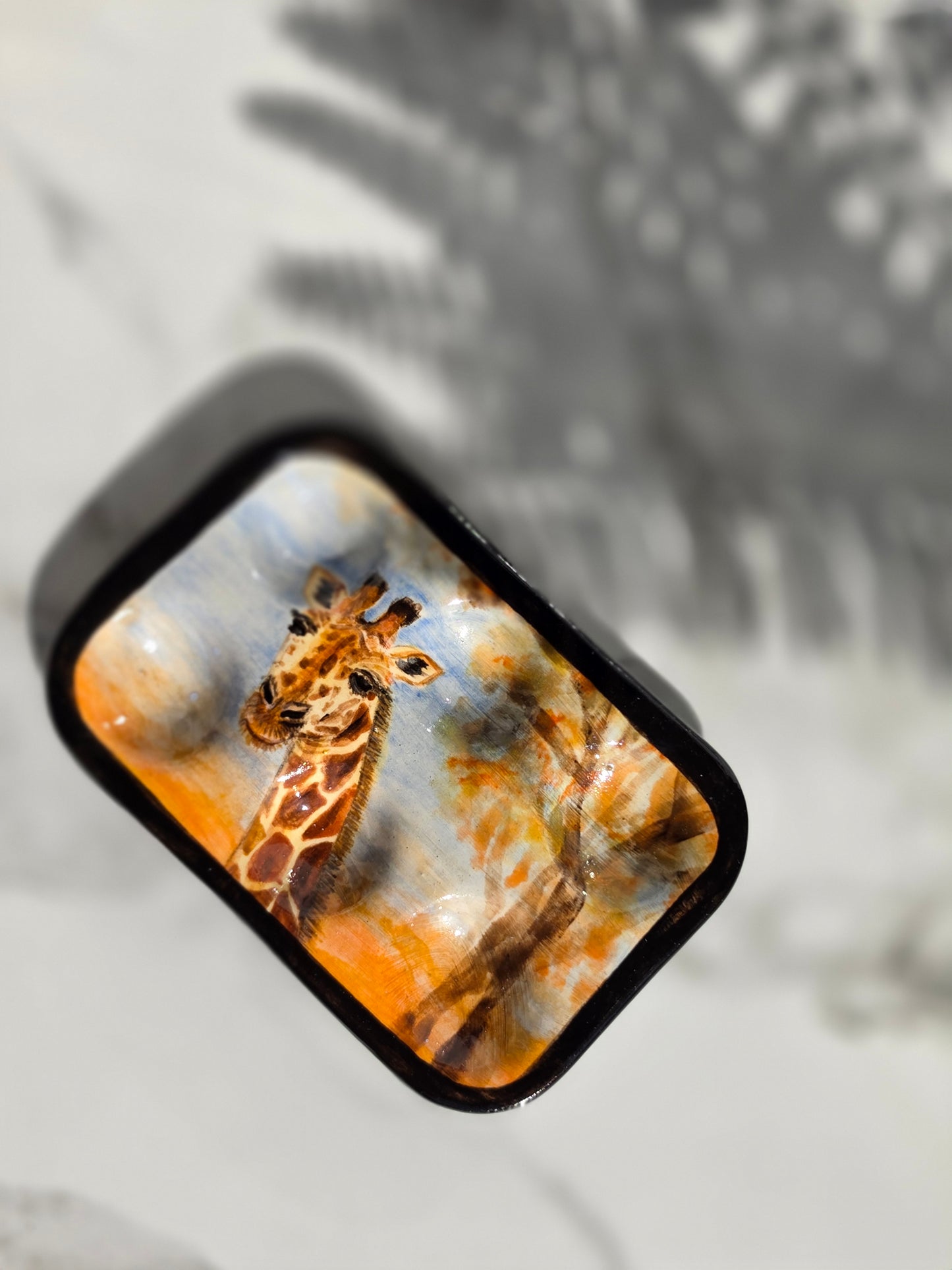 Hand-Painted Giraffe Ceramic Paint Palette