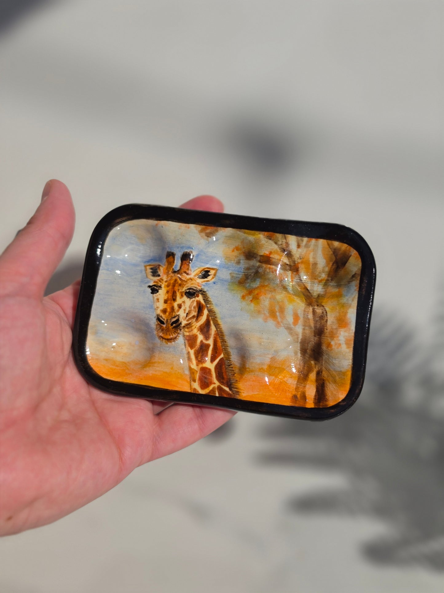 Hand-Painted Giraffe Ceramic Paint Palette