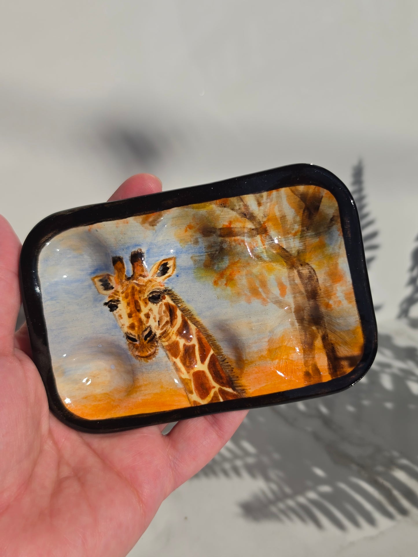 Hand-Painted Giraffe Ceramic Paint Palette