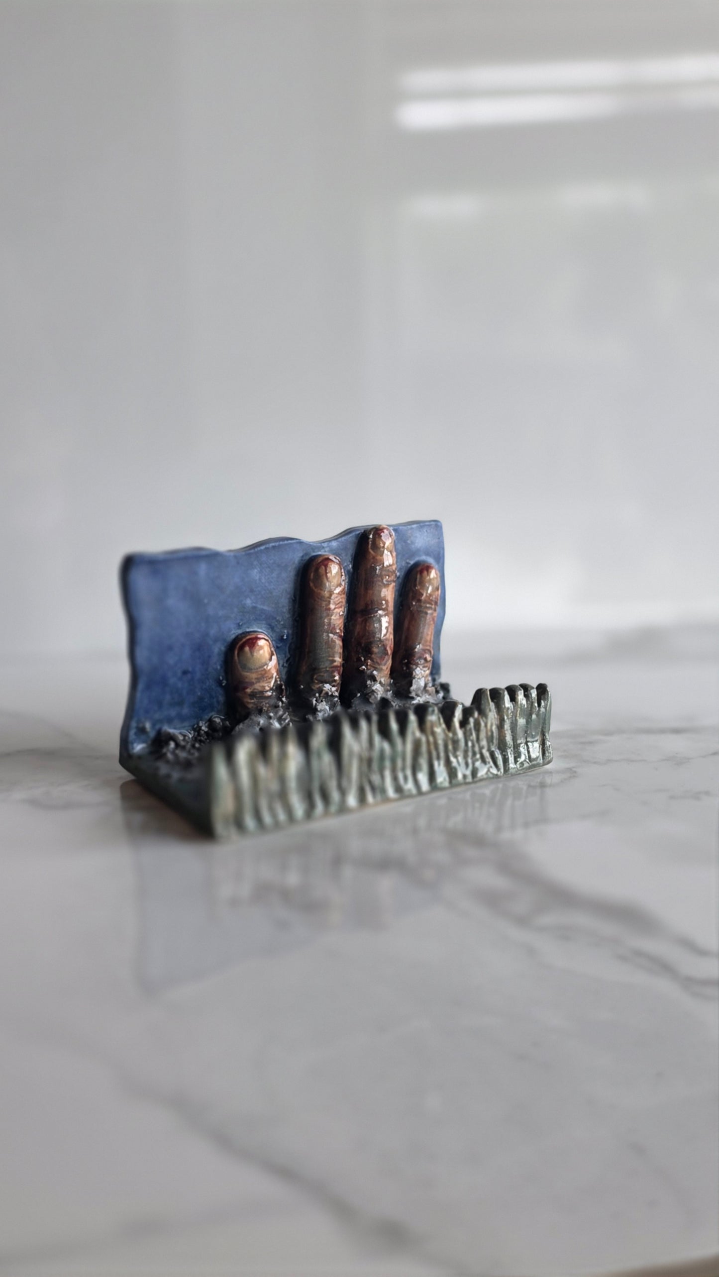 Undead Rising Ceramic Card Holder – Creepy Severed Fingers Desktop Display