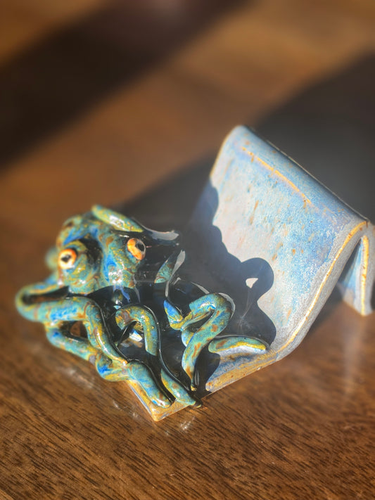 The Desk Kraken: Sculpted Nautical Business Card Caddy