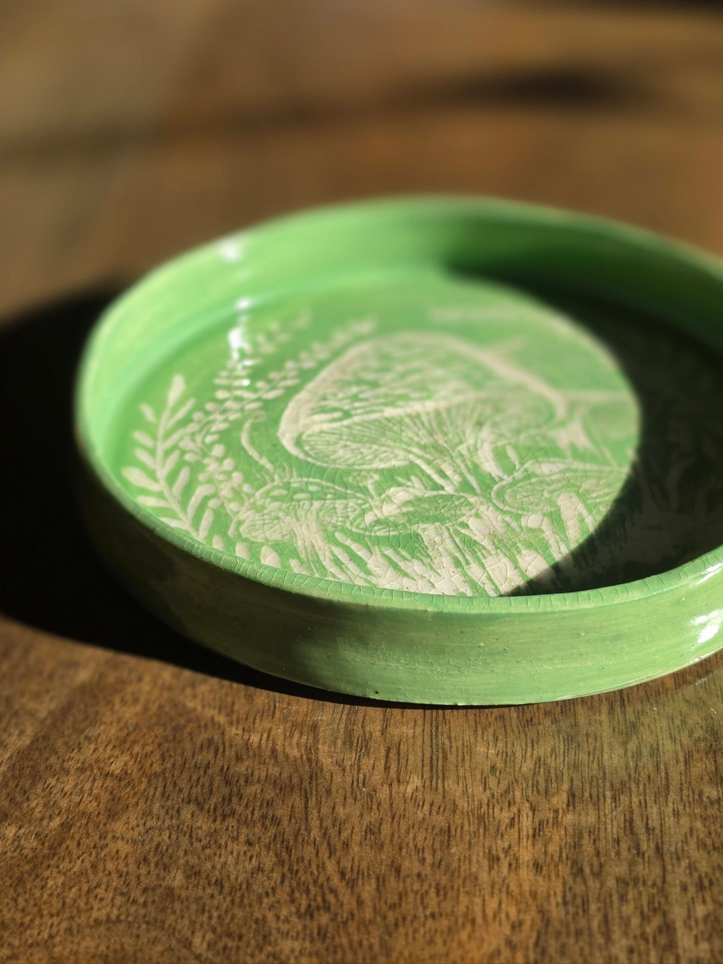 The Forest Floor: Handmade Ceramic Mushroom Sgraffito Trinket Dish