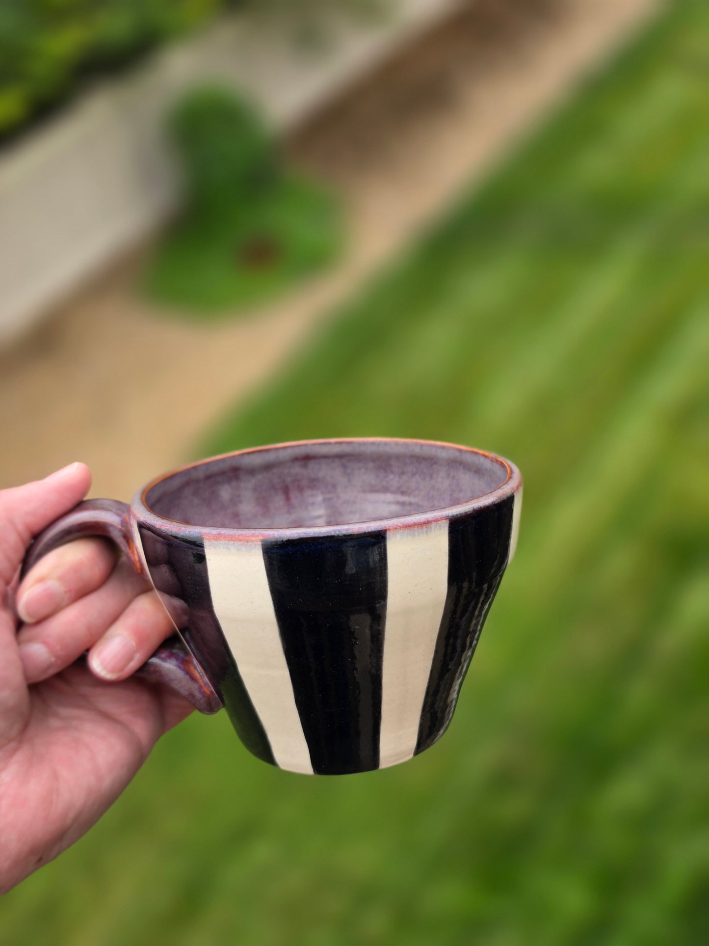 Handmade Whimsical Striped Coffee Cup Trio