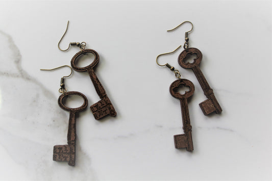 Vintage Key Earrings, set of 2